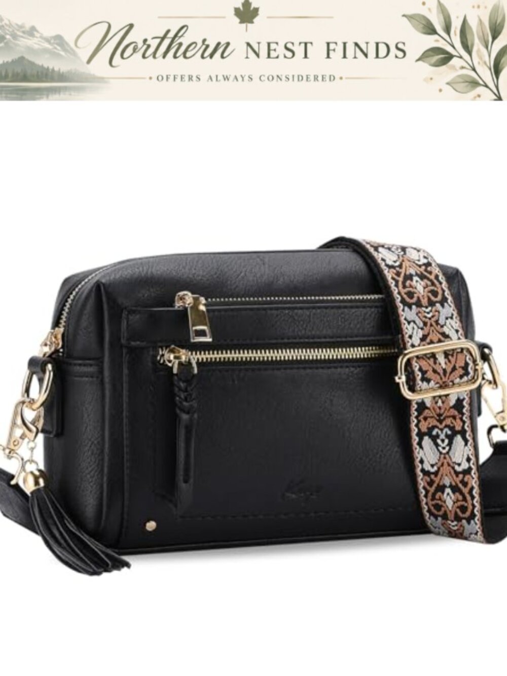 Vegan Leather Crossbody Bag with Guitar Strap